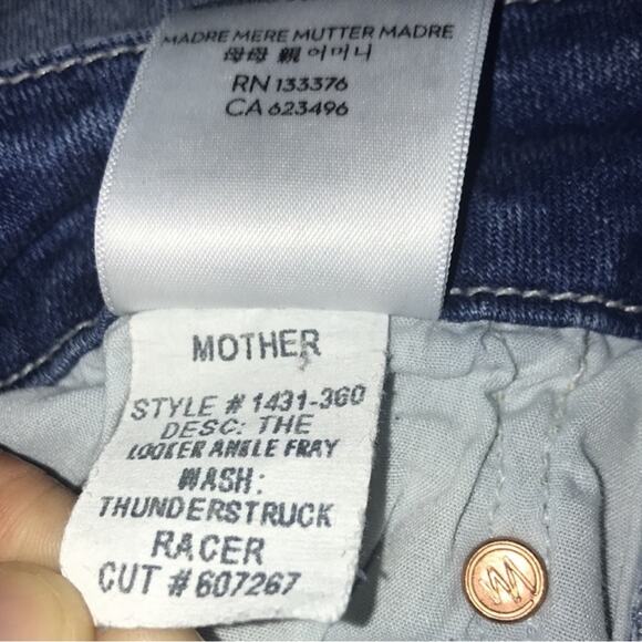 Mother Looker Ankle Fray Jeans in Light Wash Side Stripe Blue Pink Size 29 - Picture 8 of 11